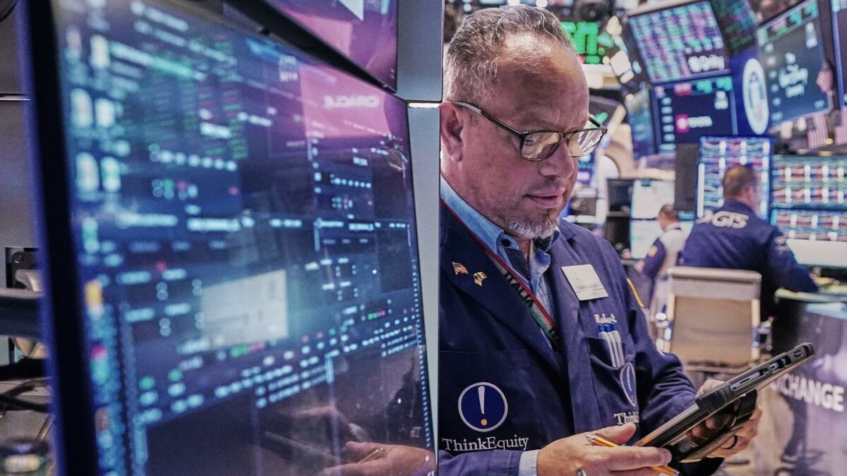 Trader Robert Arciero works on the floor of the New York Stock Exchange, Friday, May 22, 2026.
