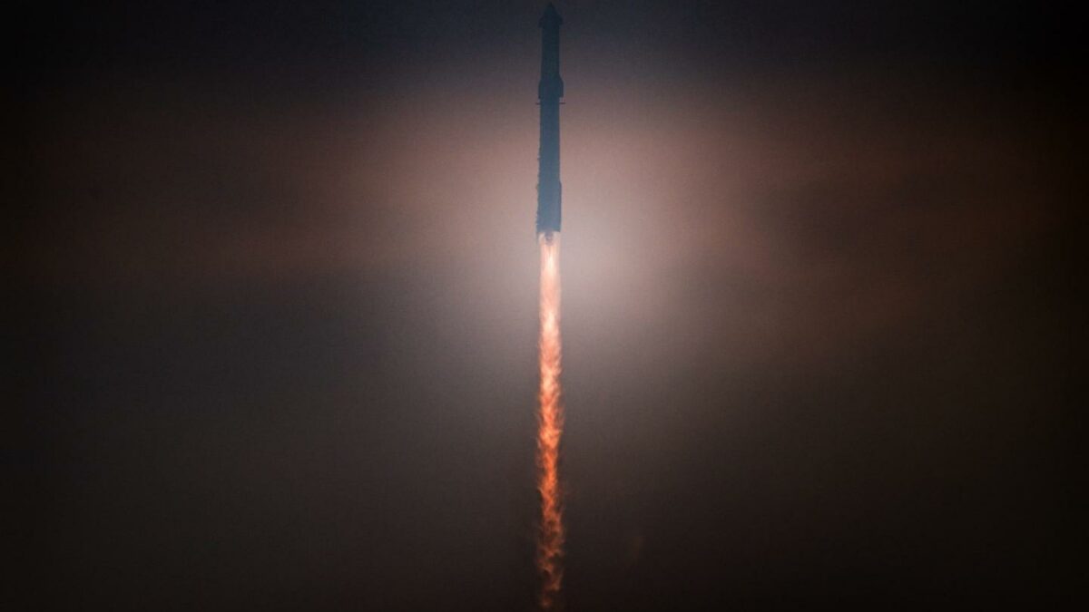 The SpaceX Starship launches during its fourth flight test from Boca Chica beach on June 6, 2024, in Brownsville, Texas.