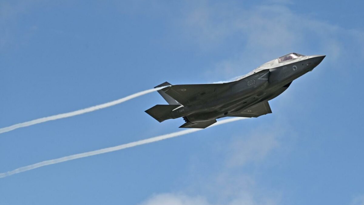 A Lockheed Martin F-35 at the Farnborough International Airshow on July 22, 2024.