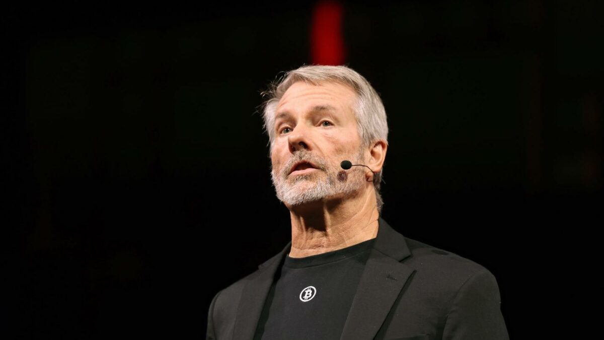 Strategy co-founder and executive chairman Michael Saylor speaks during the Bitcoin 2025 conference in Las Vegas