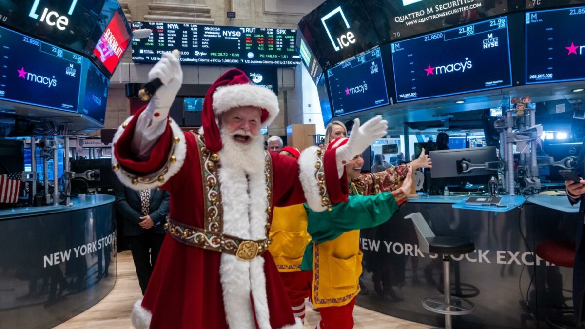 Santa Claus and elves visited the New York Stock Exchange (NYSE) on November 26, 2025.