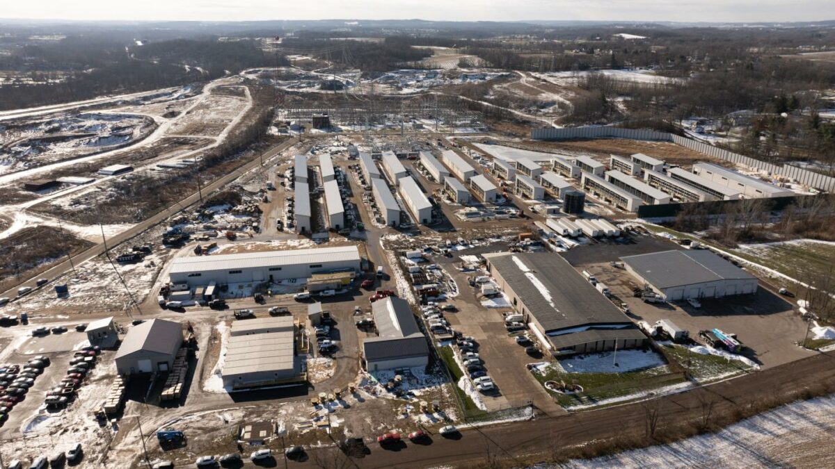 Aerial view of a data center under construction in Ohio.