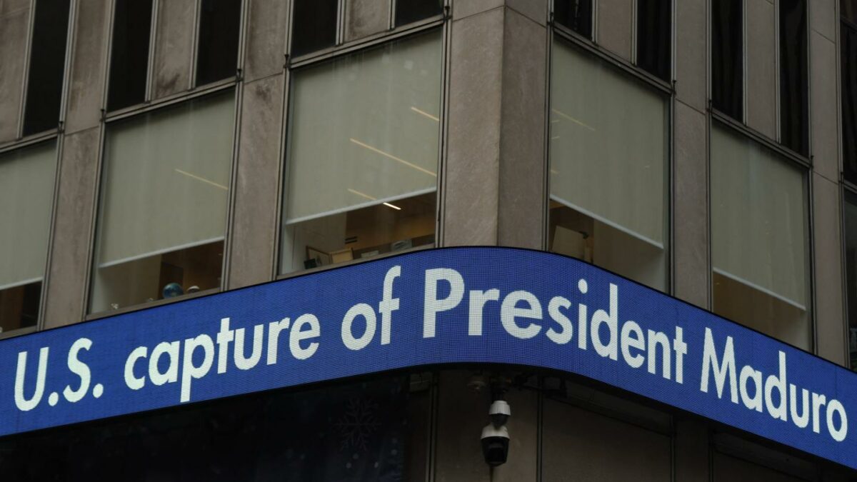 Fox News headlines outside the News Corp. building in New York City, Jan. 3, 2026.