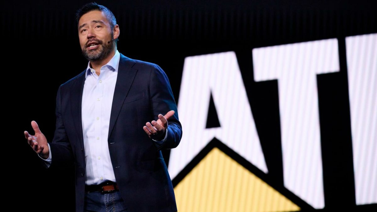 Joseph Creed, chief executive officer of Caterpillar Inc., speaks during the 2026 CES event in Las Vegas, Nevada, US, on Jan. 7, 2026.