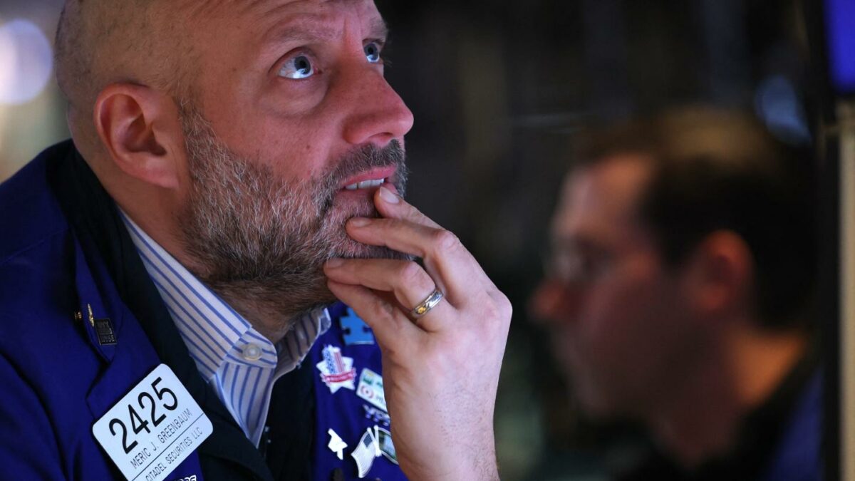 A trader works on the floor of the New York Stock Exchange (NYSE) in New York on January 20, 2026.