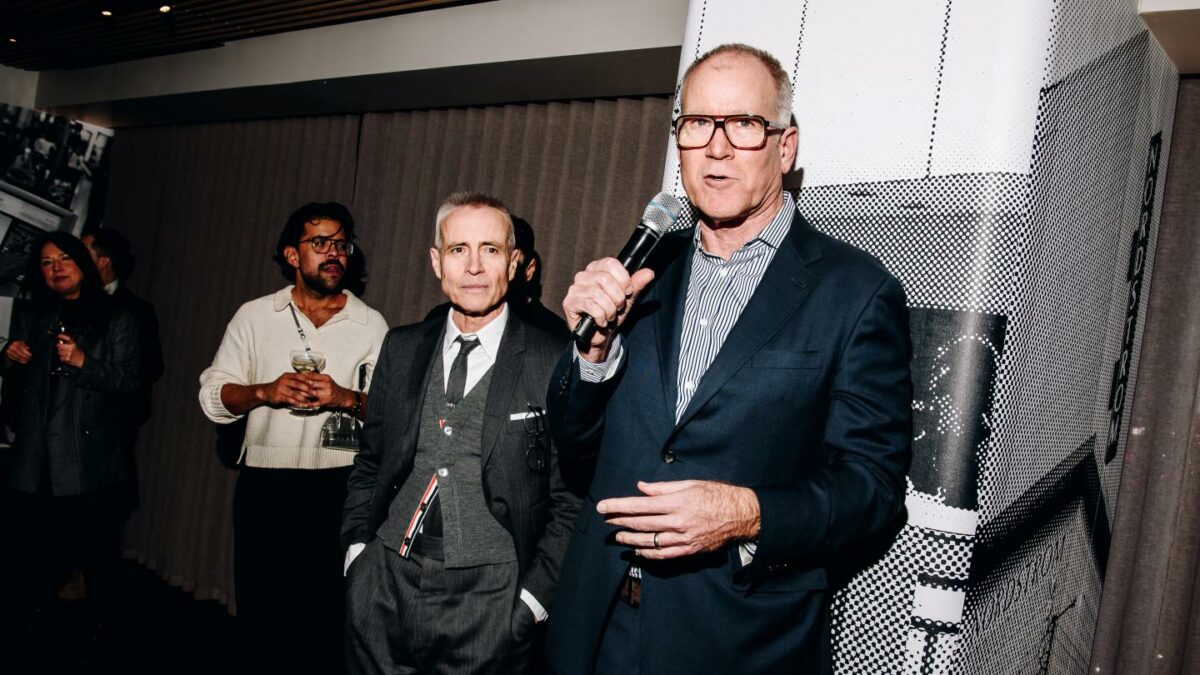 Pete Nordstrom (right), with designer Thom Browne, at a celebration of the brand’s 125th birthday, in February.