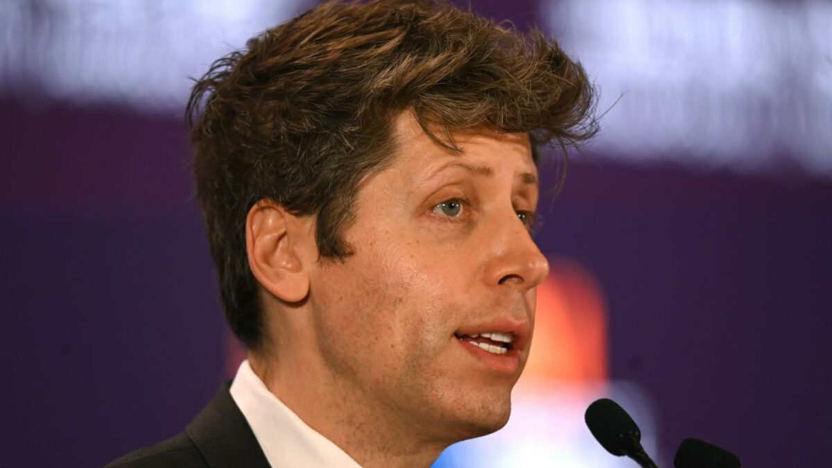 Sam Altman, chief executive officer of OpenAI Inc., at the AI Impact Summit in New Delhi, India, on Thursday, Feb. 19, 2026.