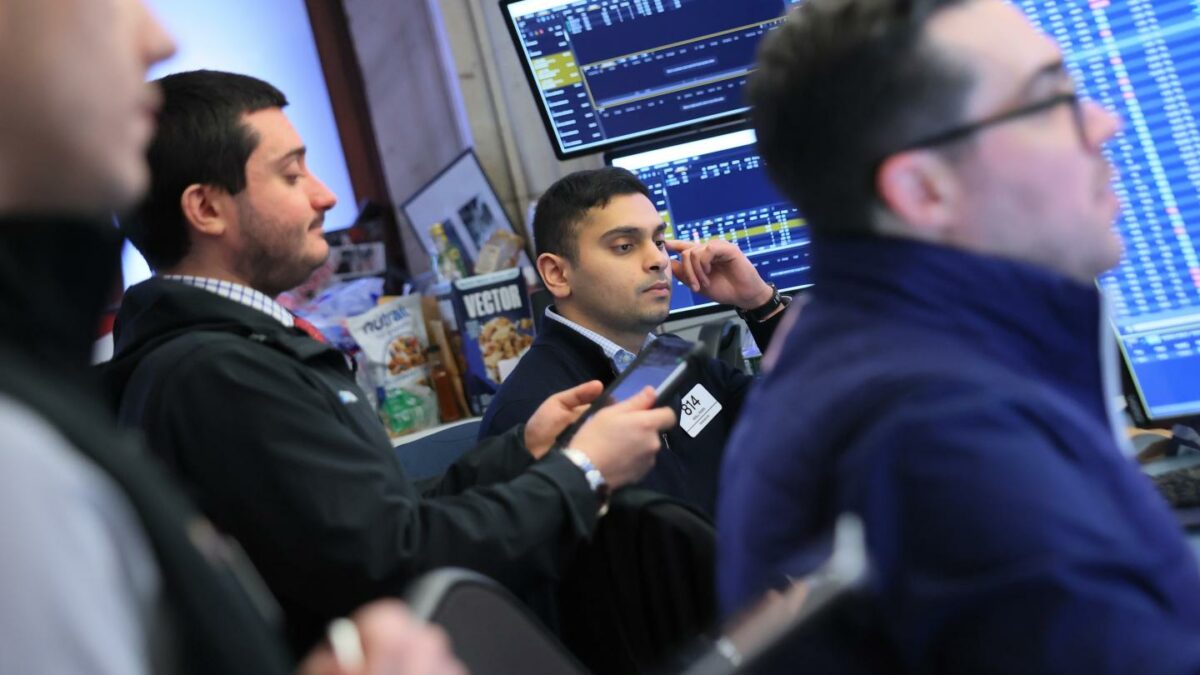 On the floor of the New York Stock Exchange during morning trading Feb. 20, 2026.