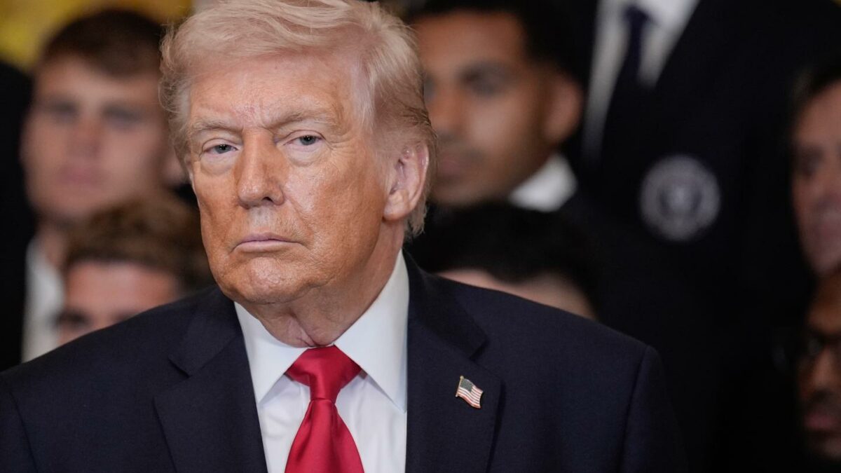 Photo: US President Donald Trump during an event with Inter Miami CF in the East Room of the White House in Washington, DC, US, on Thursday, March 5, 2026. Inter Miami CF is visiting the White House to celebrate their 2025 championship win.