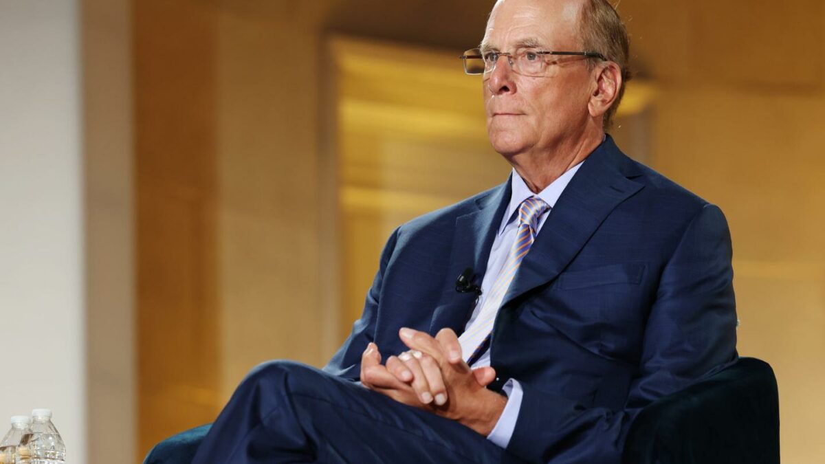 CEO of BlackRock Larry Fink speaks during a panel at the BlackRock Infrastructure Summit on March 11, 2026 in Washington, DC.