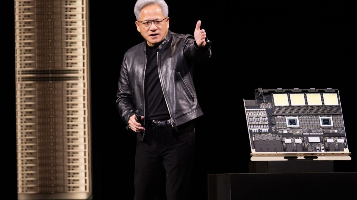 Nvidia's CEO Jensen Huang speaks during a keynote address at Nvidia's GTC Conference in San Jose,  California.