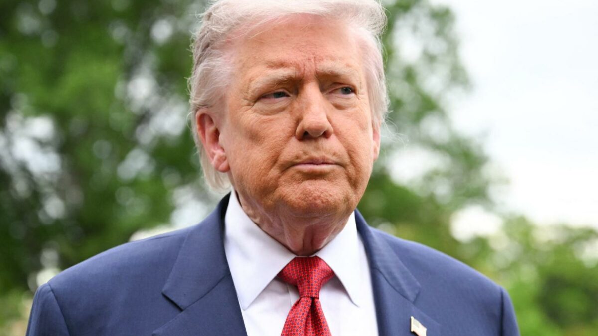 US President Donald Trump speaks to journalists as he makes his way to board Marine One before departing from the South Lawn of the White House in Washington, DC on May 8, 2026.