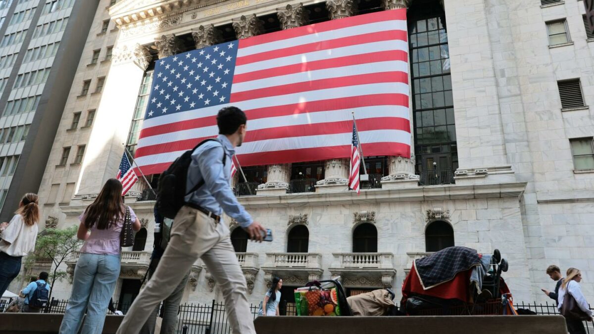 The New York Stock Exchange is seenduring morning trading on May 26, 2026 in New York City.
