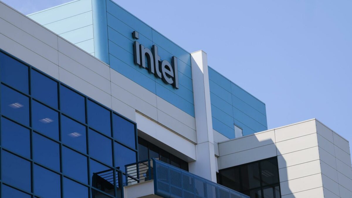 Intel headquarters is seen on July 23, 2026 in Santa Clara, California.